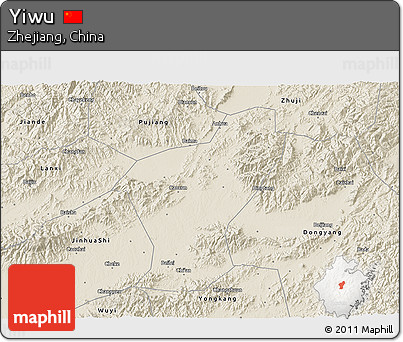Shaded Relief 3D Map of Yiwu
