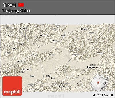 Shaded Relief 3D Map of Yiwu
