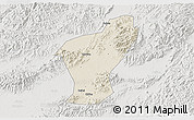 Shaded Relief 3D Map of Yiwu, lighten, semi-desaturated