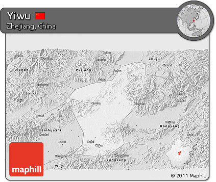 Silver Style 3D Map of Yiwu