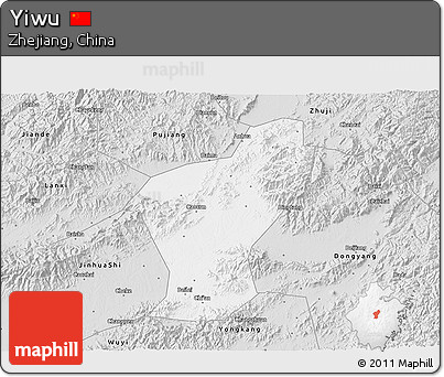 Silver Style 3D Map of Yiwu