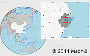 Gray Location Map of Yiwu, highlighted country, highlighted parent region