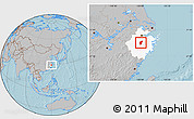 Gray Location Map of Yiwu, highlighted parent region, hill shading