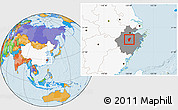 Political Location Map of Yiwu, highlighted country, highlighted parent region