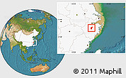 Satellite Location Map of Yiwu, highlighted country