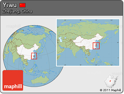 Savanna Style Location Map of Yiwu, highlighted country, highlighted parent region, within the entire country