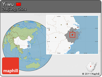 Savanna Style Location Map of Yiwu, highlighted country, highlighted parent region