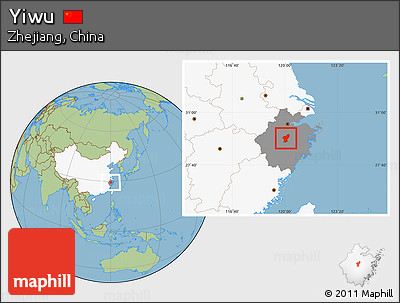 Savanna Style Location Map of Yiwu, highlighted country, highlighted parent region