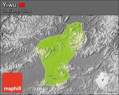 Physical Map of Yiwu, desaturated