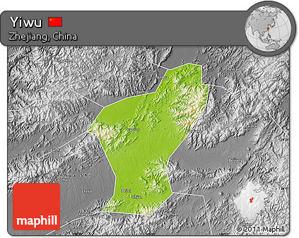 Physical Map of Yiwu, desaturated