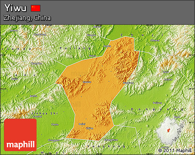 Political Map of Yiwu, physical outside