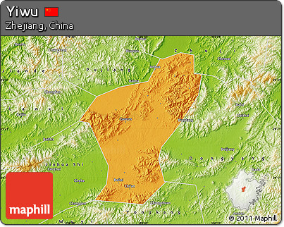 Political Map of Yiwu, physical outside