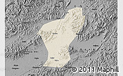 Shaded Relief Map of Yiwu, darken, desaturated