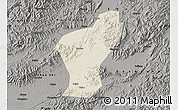 Shaded Relief Map of Yiwu, darken, semi-desaturated