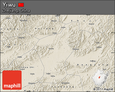 Shaded Relief Map of Yiwu