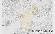 Shaded Relief Map of Yiwu, lighten, desaturated
