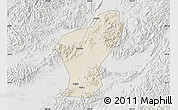 Shaded Relief Map of Yiwu, lighten, semi-desaturated