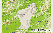 Shaded Relief Map of Yiwu, physical outside