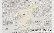 Shaded Relief Map of Yiwu, semi-desaturated