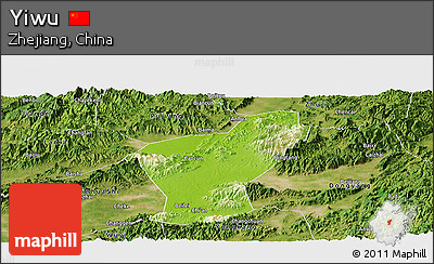 Physical Panoramic Map of Yiwu, satellite outside
