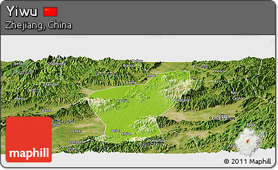 Physical Panoramic Map of Yiwu, satellite outside