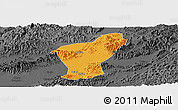 Political Panoramic Map of Yiwu, darken, desaturated