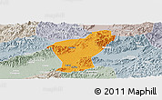 Political Panoramic Map of Yiwu, lighten, semi-desaturated