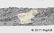 Shaded Relief Panoramic Map of Yiwu, darken, desaturated