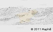 Shaded Relief Panoramic Map of Yiwu, lighten, desaturated