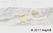 Shaded Relief Panoramic Map of Yiwu, lighten, semi-desaturated