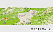 Shaded Relief Panoramic Map of Yiwu, physical outside
