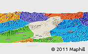 Shaded Relief Panoramic Map of Yiwu, political outside