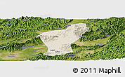 Shaded Relief Panoramic Map of Yiwu, satellite outside