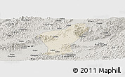 Shaded Relief Panoramic Map of Yiwu, semi-desaturated