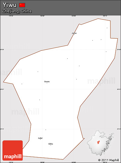 Classic Style Simple Map of Yiwu, cropped outside