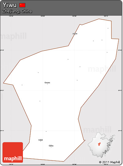 Classic Style Simple Map of Yiwu, cropped outside
