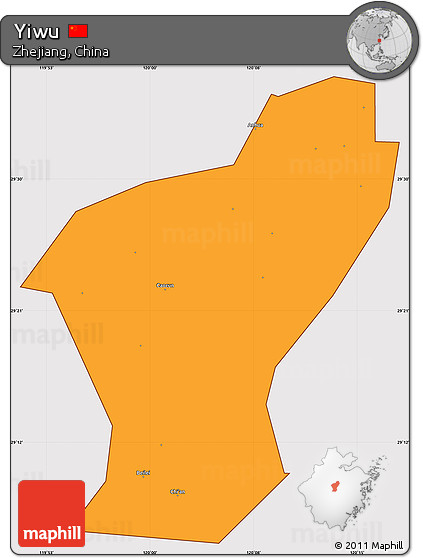Political Simple Map of Yiwu, cropped outside