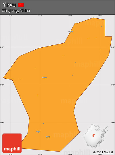 Political Simple Map of Yiwu, cropped outside
