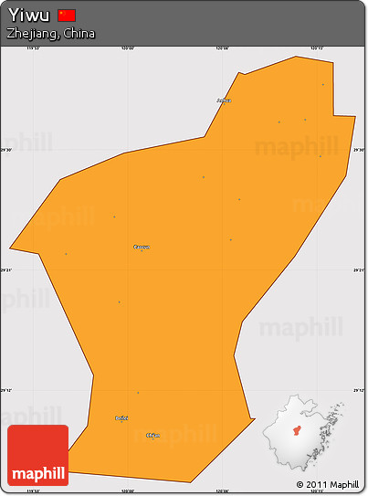 Political Simple Map of Yiwu, cropped outside