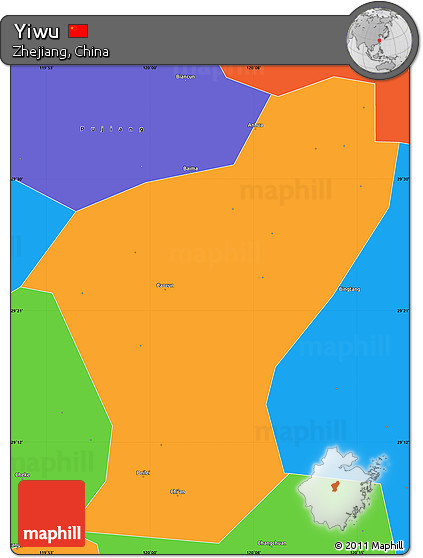Political Simple Map of Yiwu