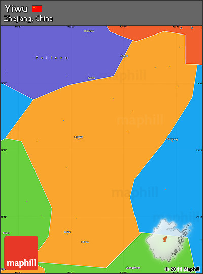 Political Simple Map of Yiwu