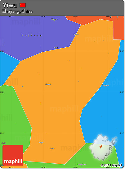 Political Simple Map of Yiwu