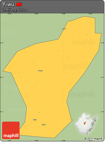 Savanna Style Simple Map of Yiwu, cropped outside
