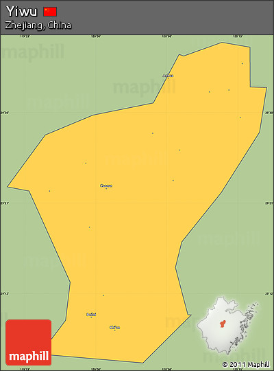 Savanna Style Simple Map of Yiwu, cropped outside