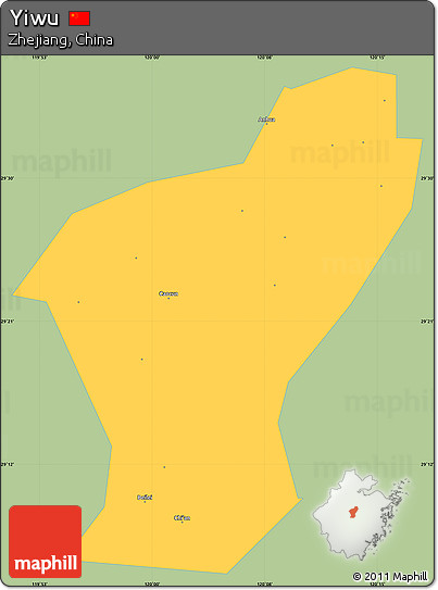 Savanna Style Simple Map of Yiwu, single color outside