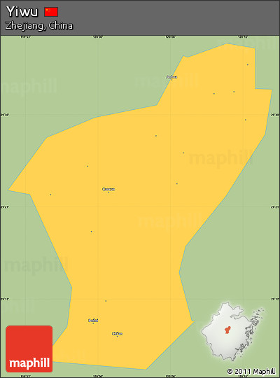 Savanna Style Simple Map of Yiwu, single color outside