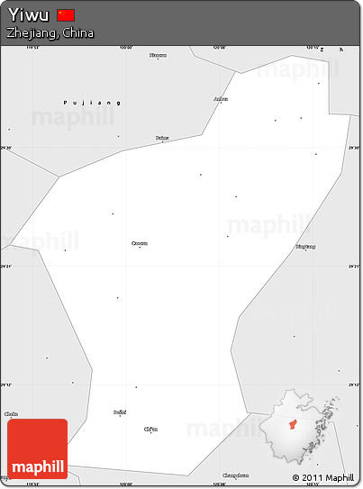Silver Style Simple Map of Yiwu