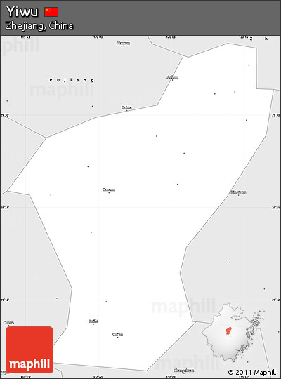 Silver Style Simple Map of Yiwu