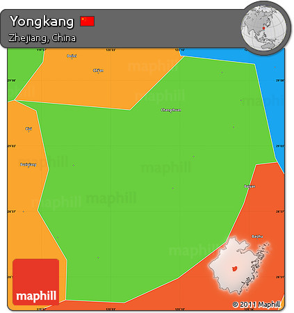 Political Simple Map of Yongkang