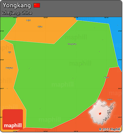 Political Simple Map of Yongkang